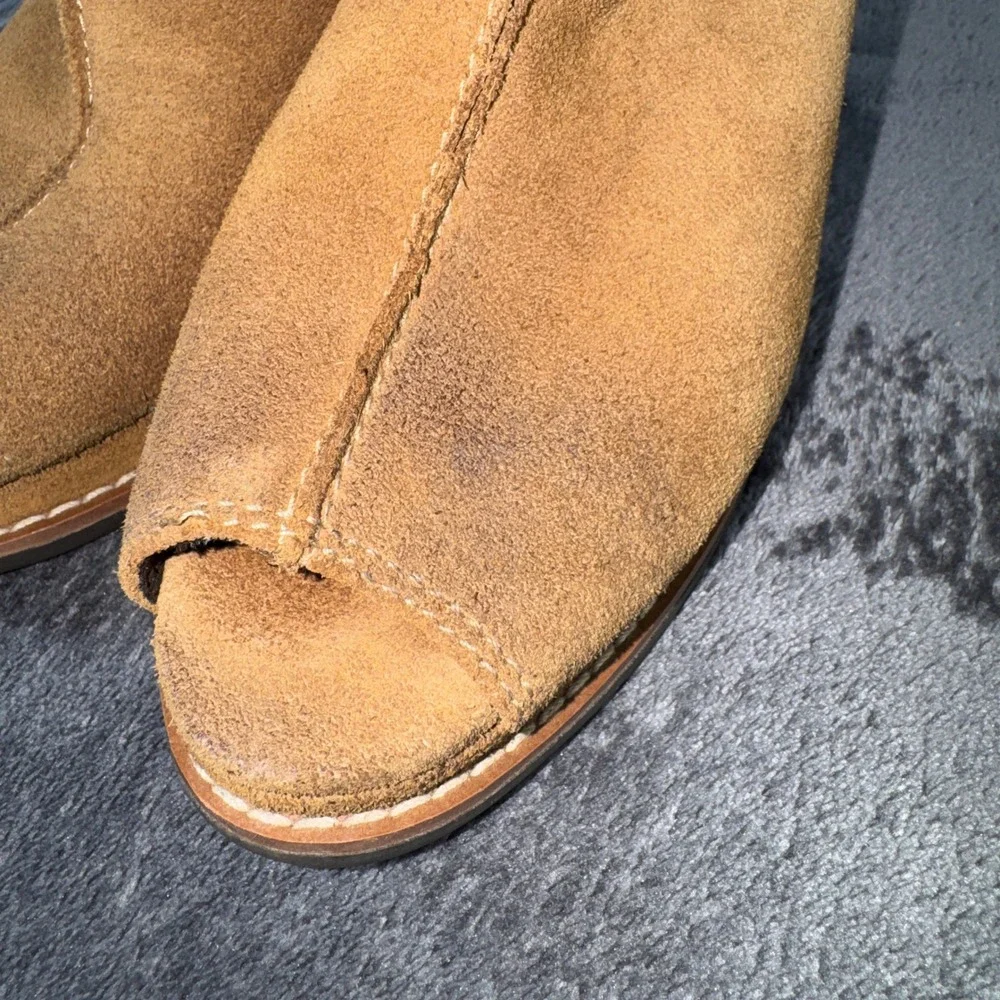 Ariat Boots Womens 6.5 Wedge Ankle Booties Brown Leather Peep Toe Casual BackZip